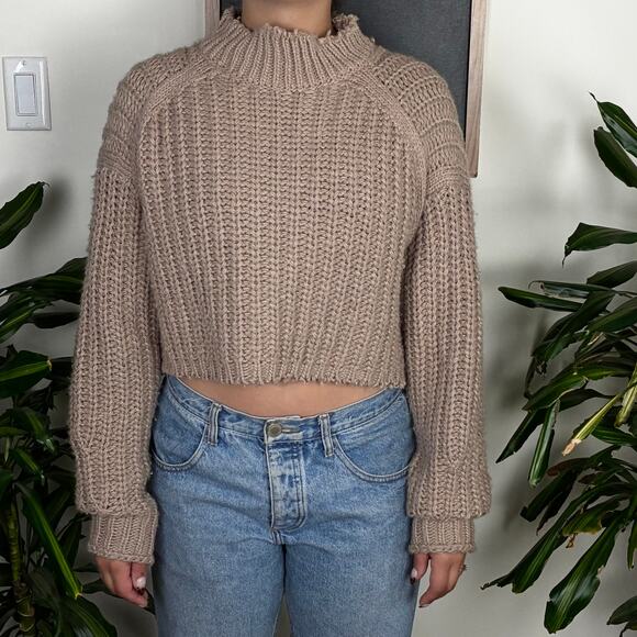 Chunky Knit Oversized Cropped Sweater - Picture 1 of 4
